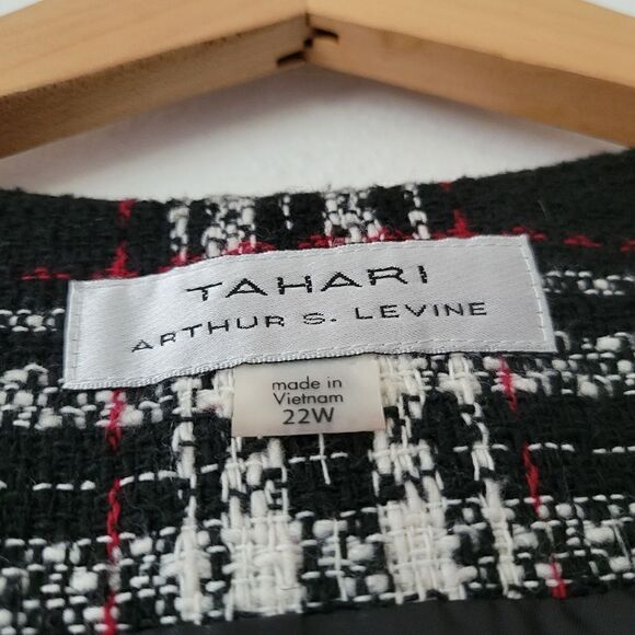 Tahari ASL Woven Jacket Black Red White Plaid Heavy 22W - Picture 4 of 7